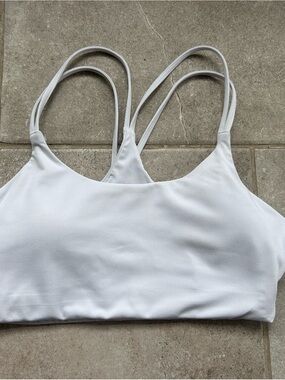 Fabletics White Racerback Wireless Sports Bra Pullover S Logo Women's Activewear